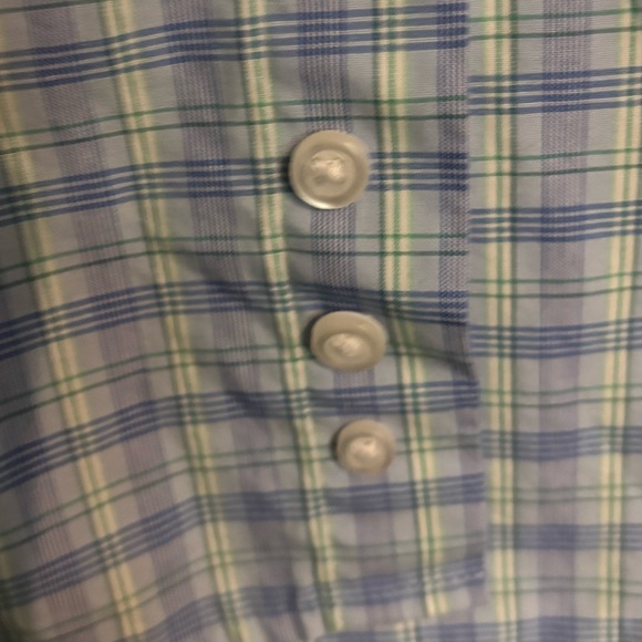 George Mens Sz XL 46-48 Long Sleeve Plaid Woven Blue White Green Button Down - Picture 6 of 8